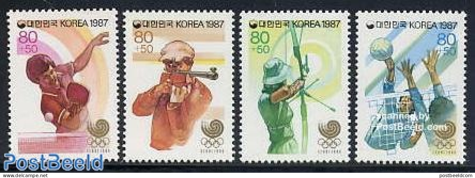 Korea, South 1987 Olympic Games 4v, Mint NH, Sport - Olympic Games - Shooting Sports - Table Tennis - Volleyball - Tiro (armi)