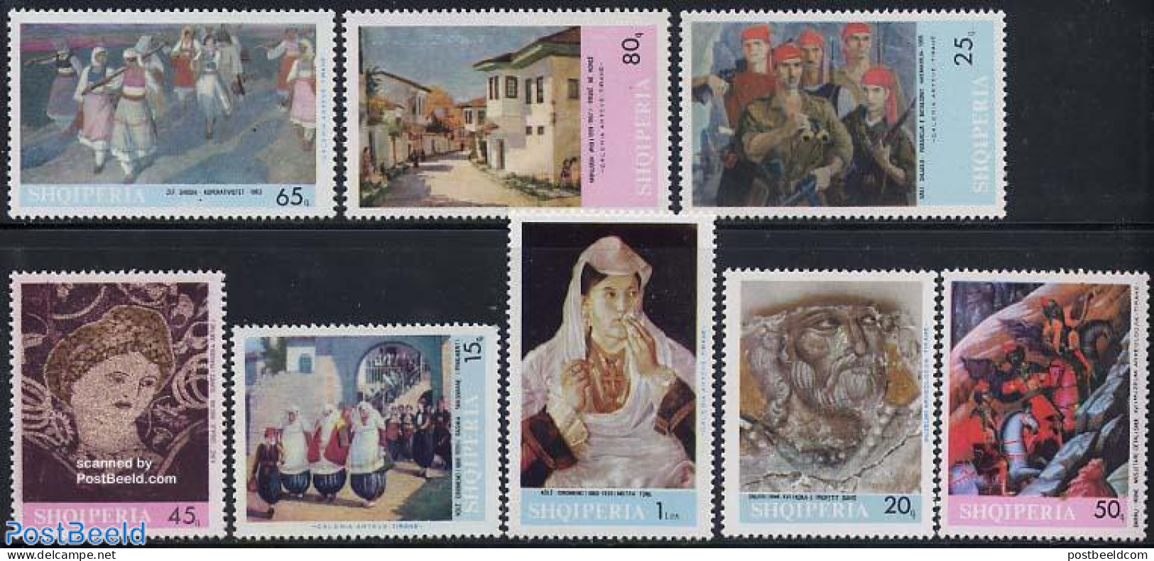 Albania 1967 Paintings 8v, Mint NH, Nature - Various - Horses - Costumes - Art - Modern Art (1850-present) - Paintings - Kostüme