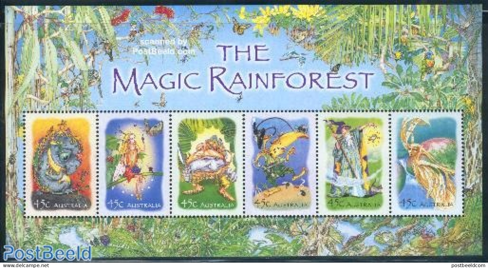 Australia 2002 Magic Rainforest S/s, Mint NH, Nature - Butterflies - Art - Fairytales - Ongebruikt