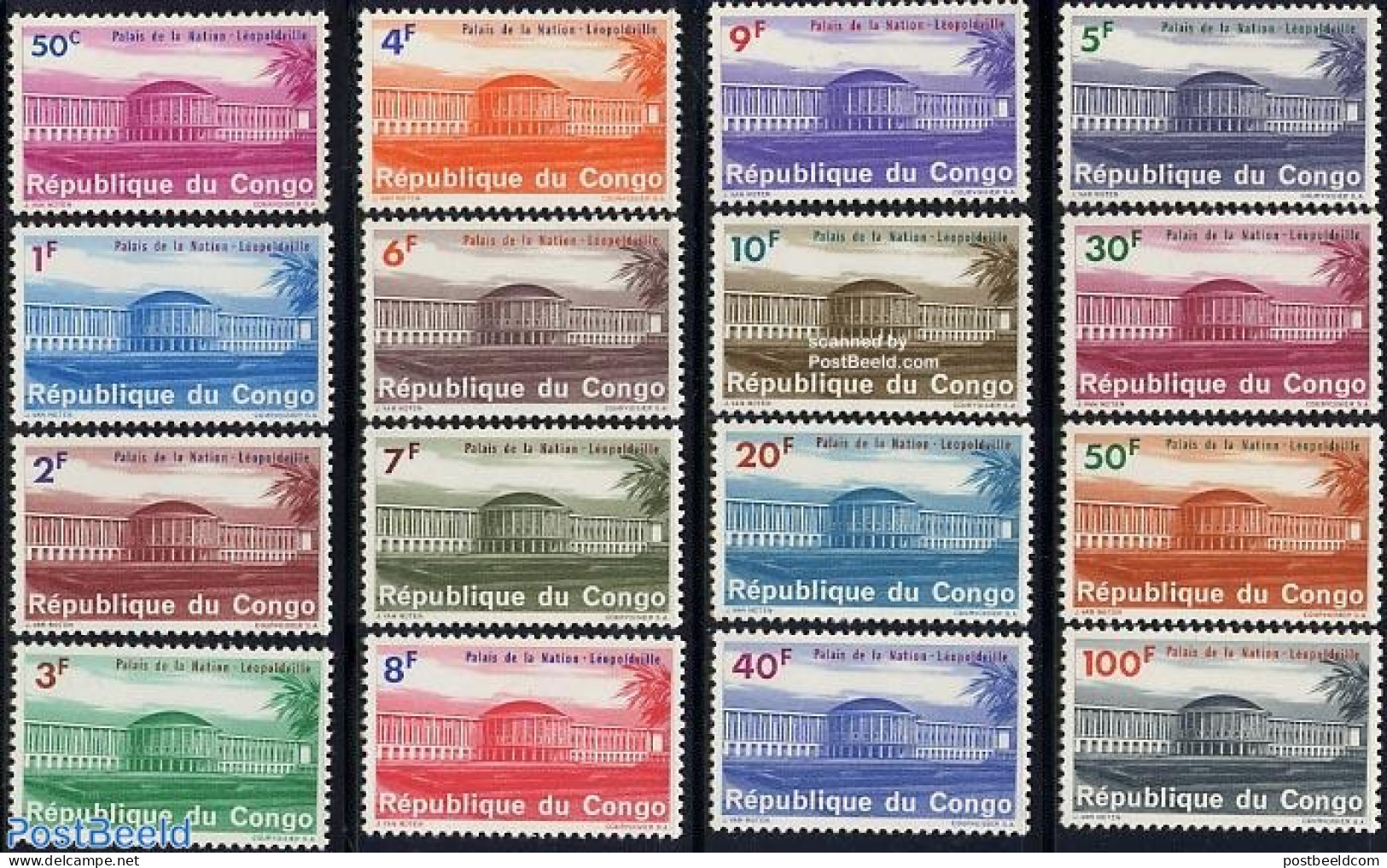 Congo (Kinshasa) 1964 National Palace 16v, Mint NH - Sonstige & Ohne Zuordnung