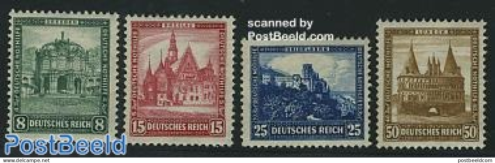 Germany, Empire 1931 Emergency Aid 4v, Unused (hinged), Art - Castles & Fortifications - Unused Stamps
