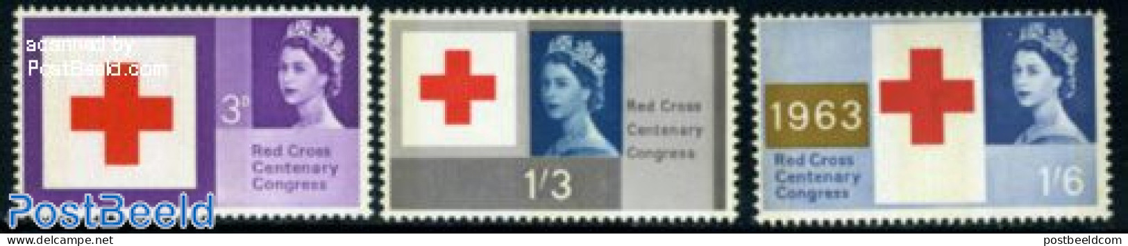 Great Britain 1963 Red Cross 3v, Phosphor, Mint NH, Health - Red Cross - Neufs