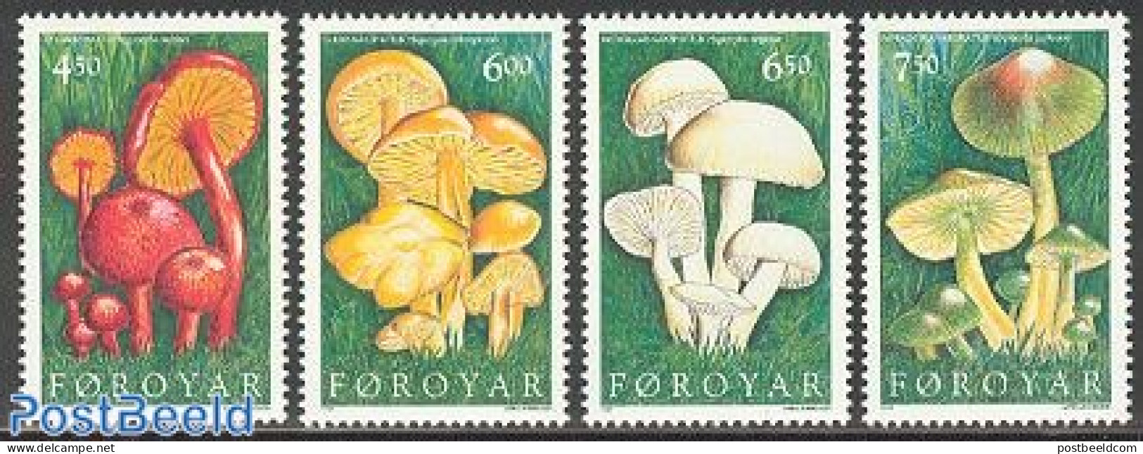 Faroe Islands 1997 Mushrooms 4v, Mint NH, Nature - Mushrooms - Paddestoelen