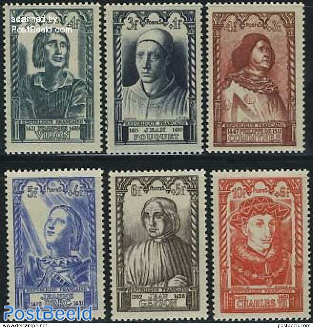 France 1946 Famous Persons 6v, Mint NH, Religion - Religion - Art - Authors - Self Portraits - Ongebruikt