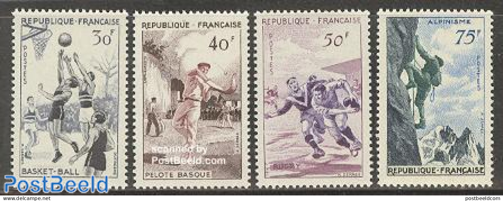 France 1956 Sports 4v, Mint NH, Sport - Basketball - Mountains & Mountain Climbing - Rugby - Sport (other And Mixed) - Ongebruikt