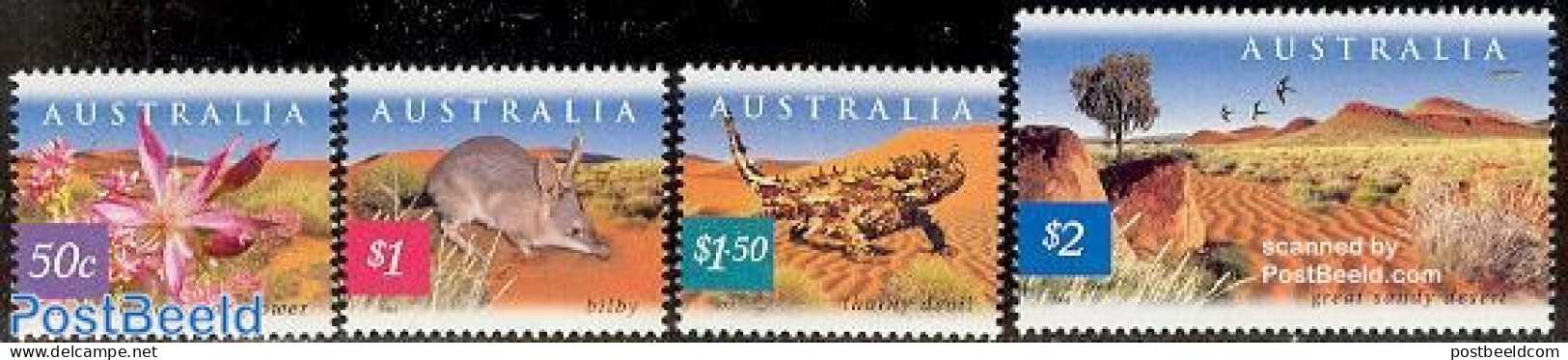Australia 2002 Desert Nature 4v, Mint NH, Nature - Animals (others & Mixed) - Birds - Flowers & Plants - Reptiles - Neufs