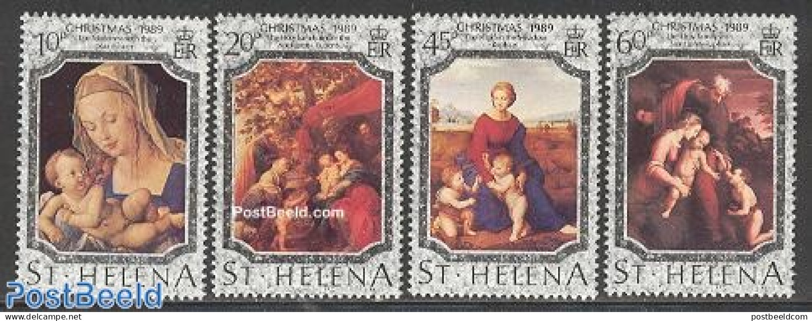 Saint Helena 1989 Christmas, Paintings 4v, Mint NH, Religion - Christmas - Art - Dürer, Albrecht - Paintings - Raphae.. - Natale