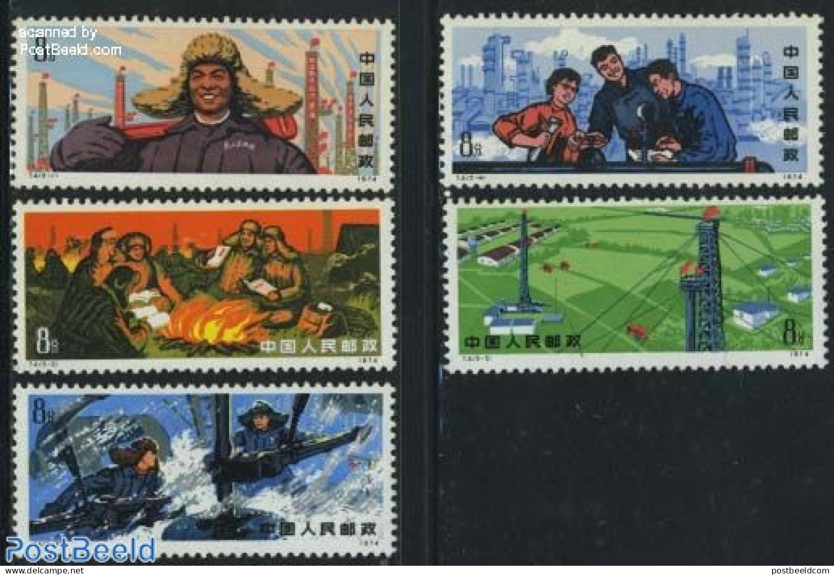 China People’s Republic 1974 Industrial Workers 5v, Mint NH, Various - Industry - Ongebruikt