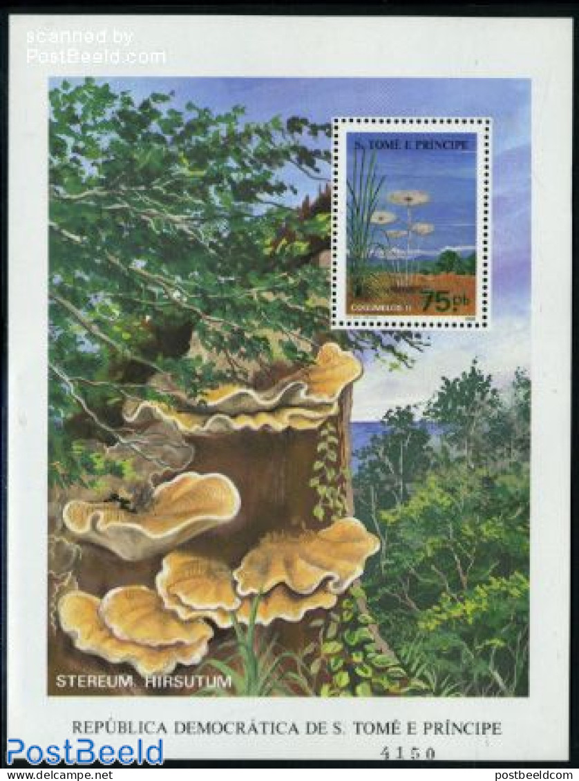 Sao Tome/Principe 1986 Mushrooms S/s, Mint NH, Nature - Flowers & Plants - Mushrooms - Champignons