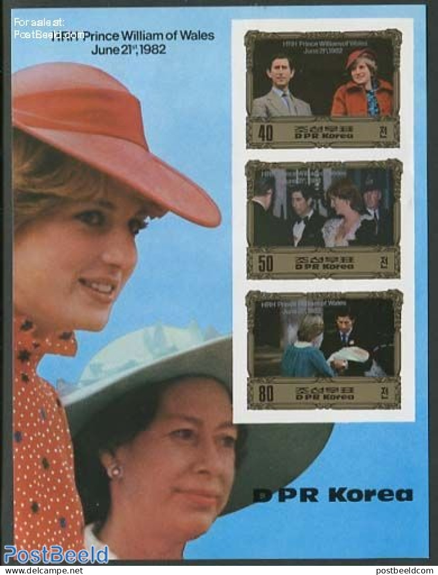 Korea, North 1982 Birth Of William S/s, Imperforated, Mint NH, History - Charles & Diana - Kings & Queens (Royalty) - Case Reali