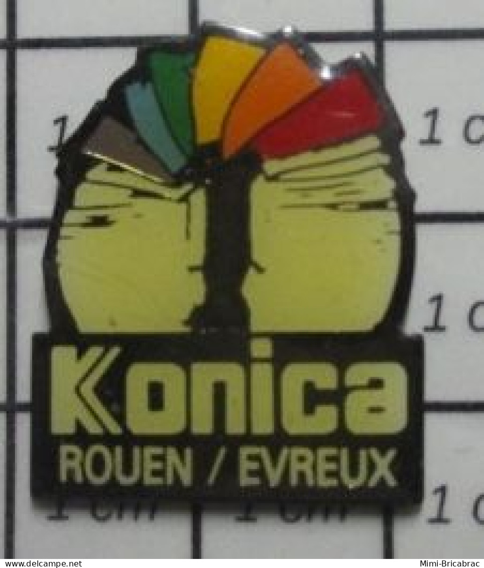 711E Pin's Pins / Rare Et Beau : KONICA NUANCIER DE COULEURS ROUEN EVREUX IMPRMANTE ? - Trademarks