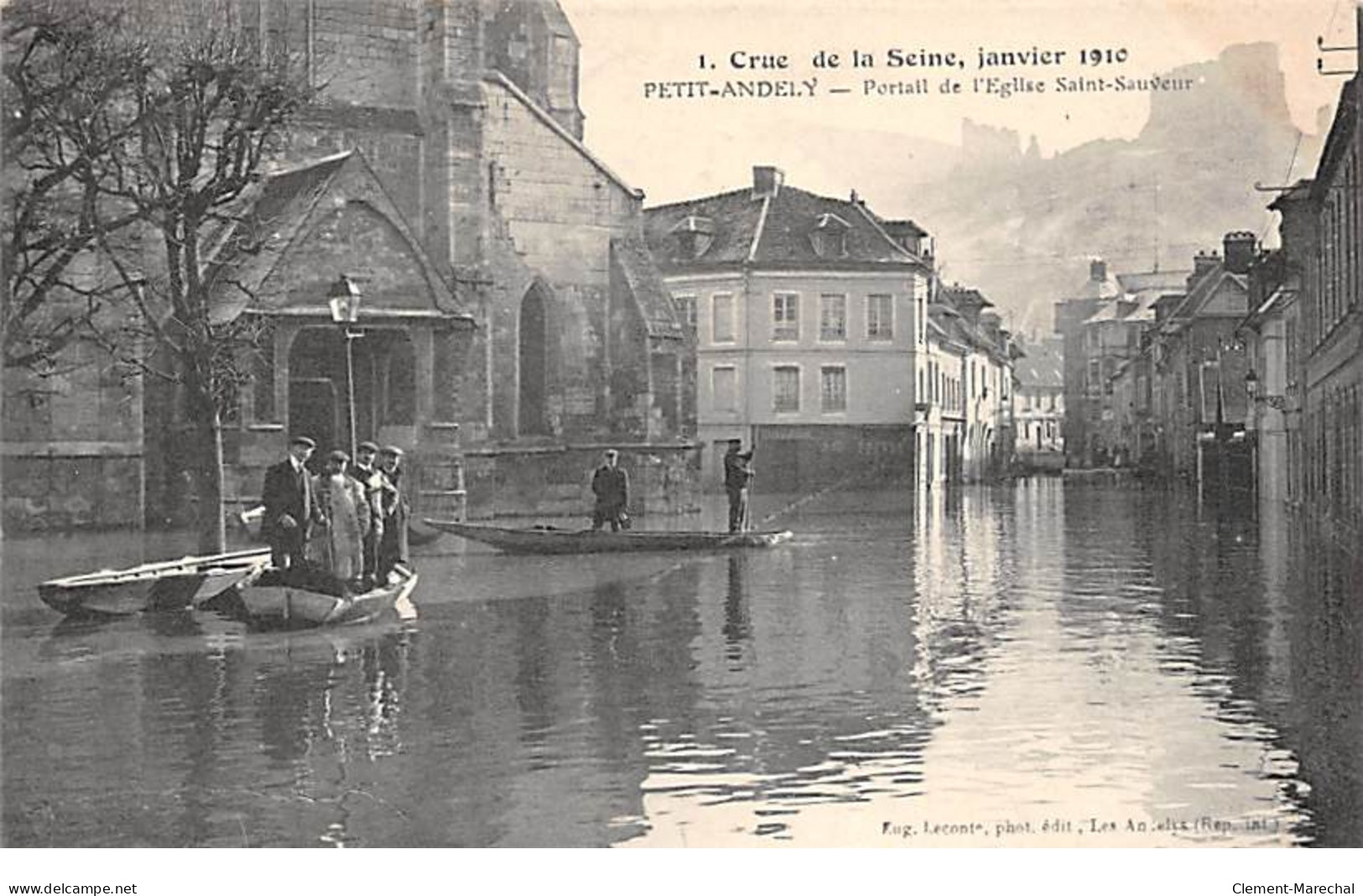 Crue De La Seine, Janvier 1910 - PETIT ANDELY - Portail De L'Eglise Saint Sauveur - Très Bon état - Les Andelys