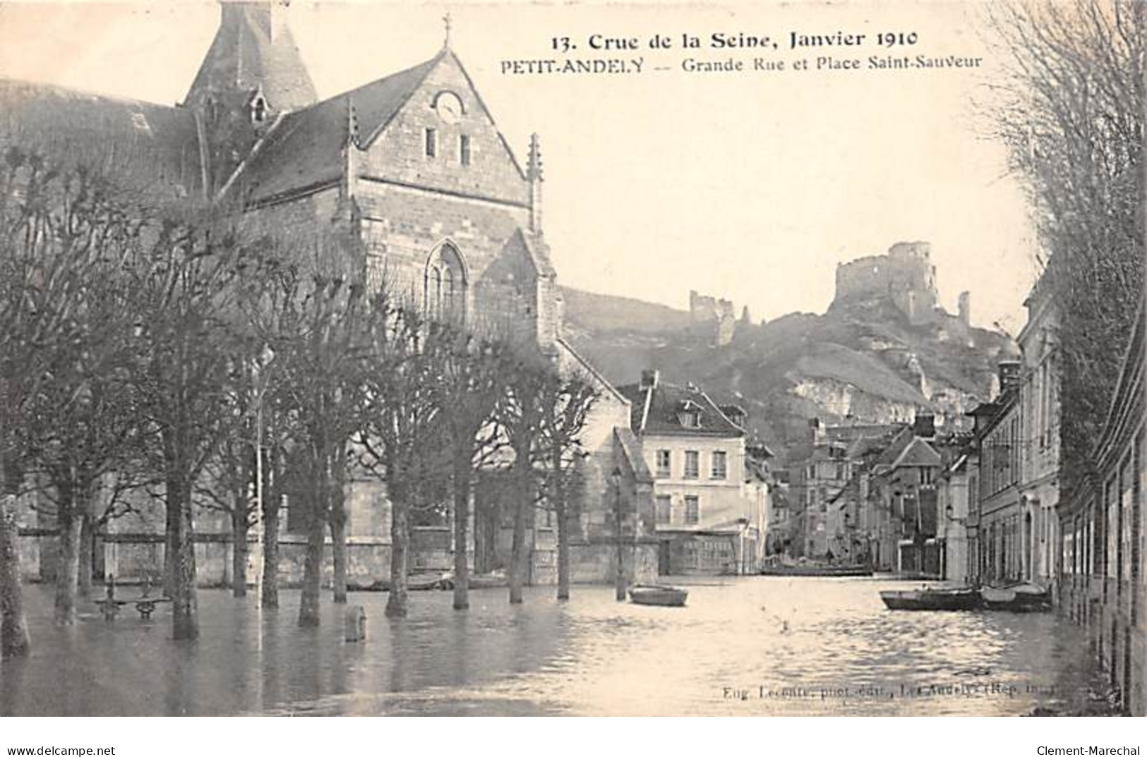 Crue De La Seine, Janvier 1910 - PEITT ANDELY - Grande Rue Et Place Saint Sauveur - Très Bon état - Les Andelys