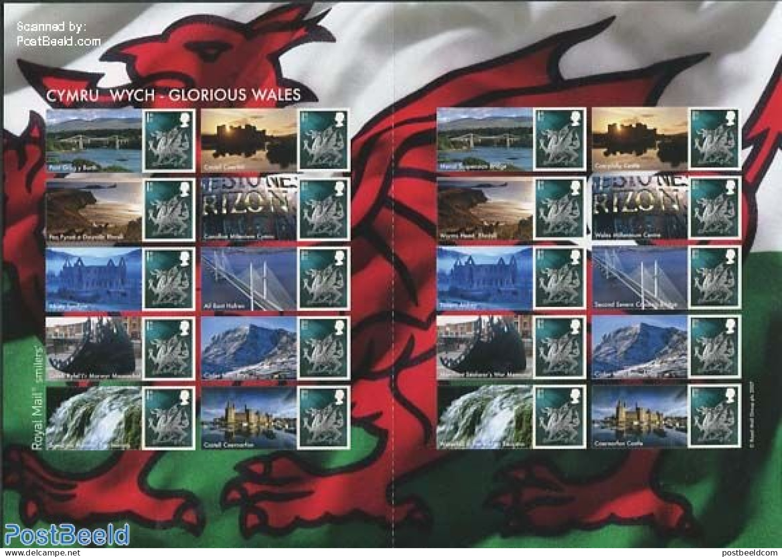 Great Britain 2007 Glorious Wales, Label Sheet, Mint NH - Ungebraucht