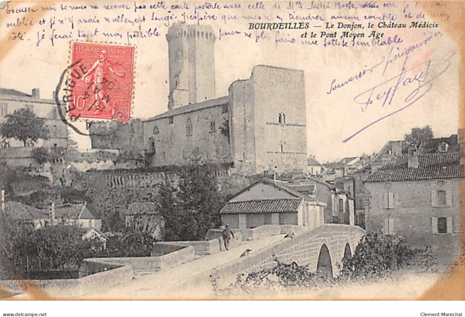 BOURDEILLES - Le Donjon, Le Château Médicis Et Le Pont Moyen Age - Très Bon état - Autres & Non Classés