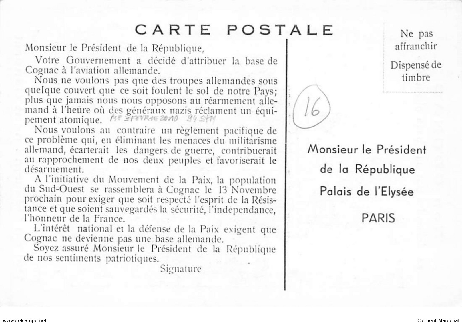 Non COGNAC Ne Deviendra Pas Une Bas Allemande - Très Bon état - Cognac