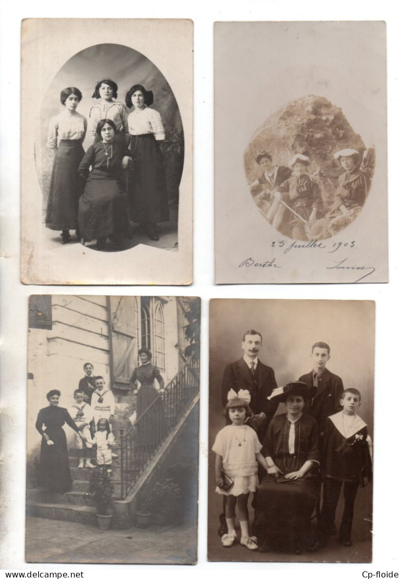 PHOTOGRAPHIE . FAMILLE, FEMMES, HOMME, ENFANTS . CARTE-PHOTO . 4 CPA - Réf. N°39028 - - Photographs