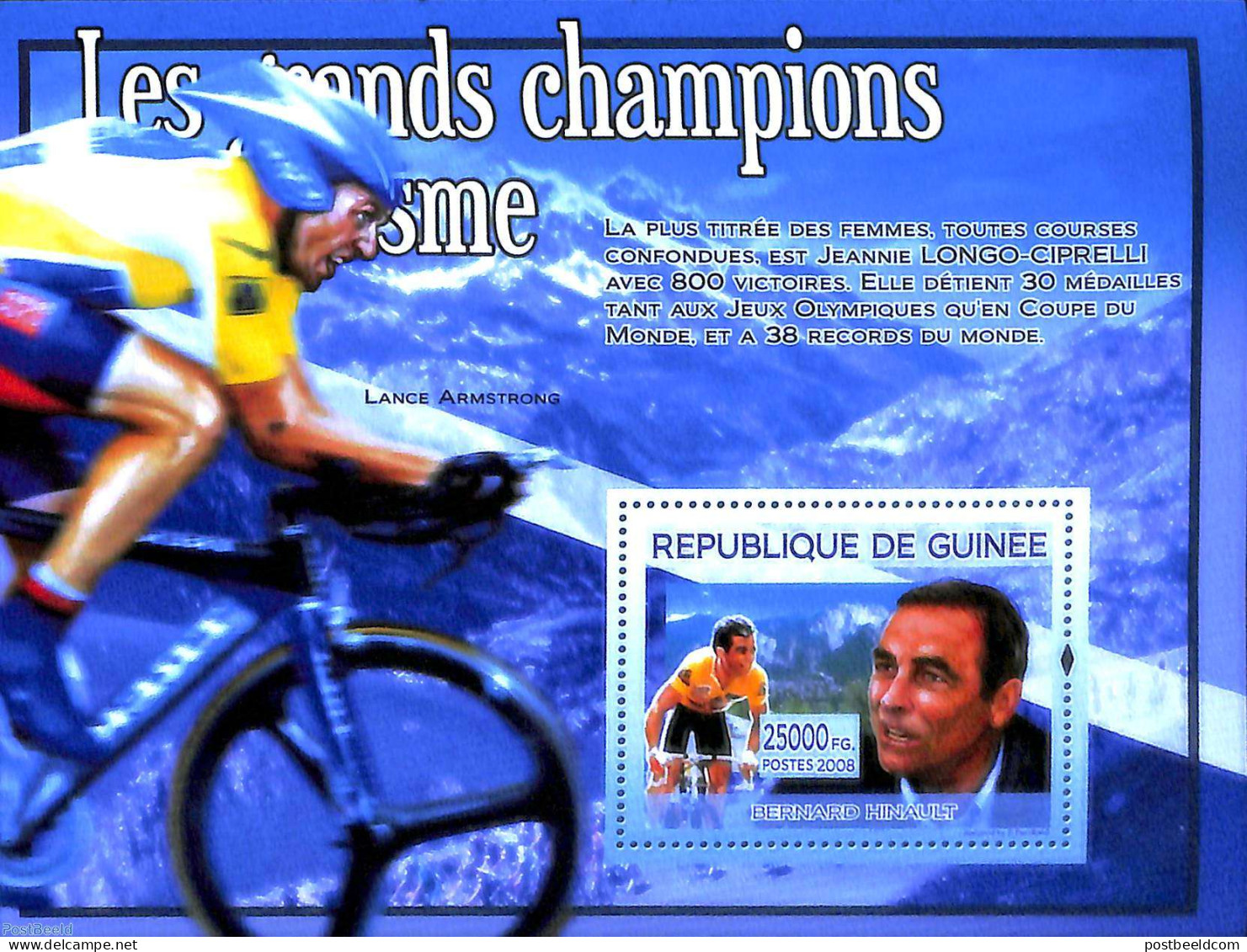 Guinea, Republic 2008 Cycling, Bernard Hinault S/s, Mint NH, Sport - Cycling - Cyclisme