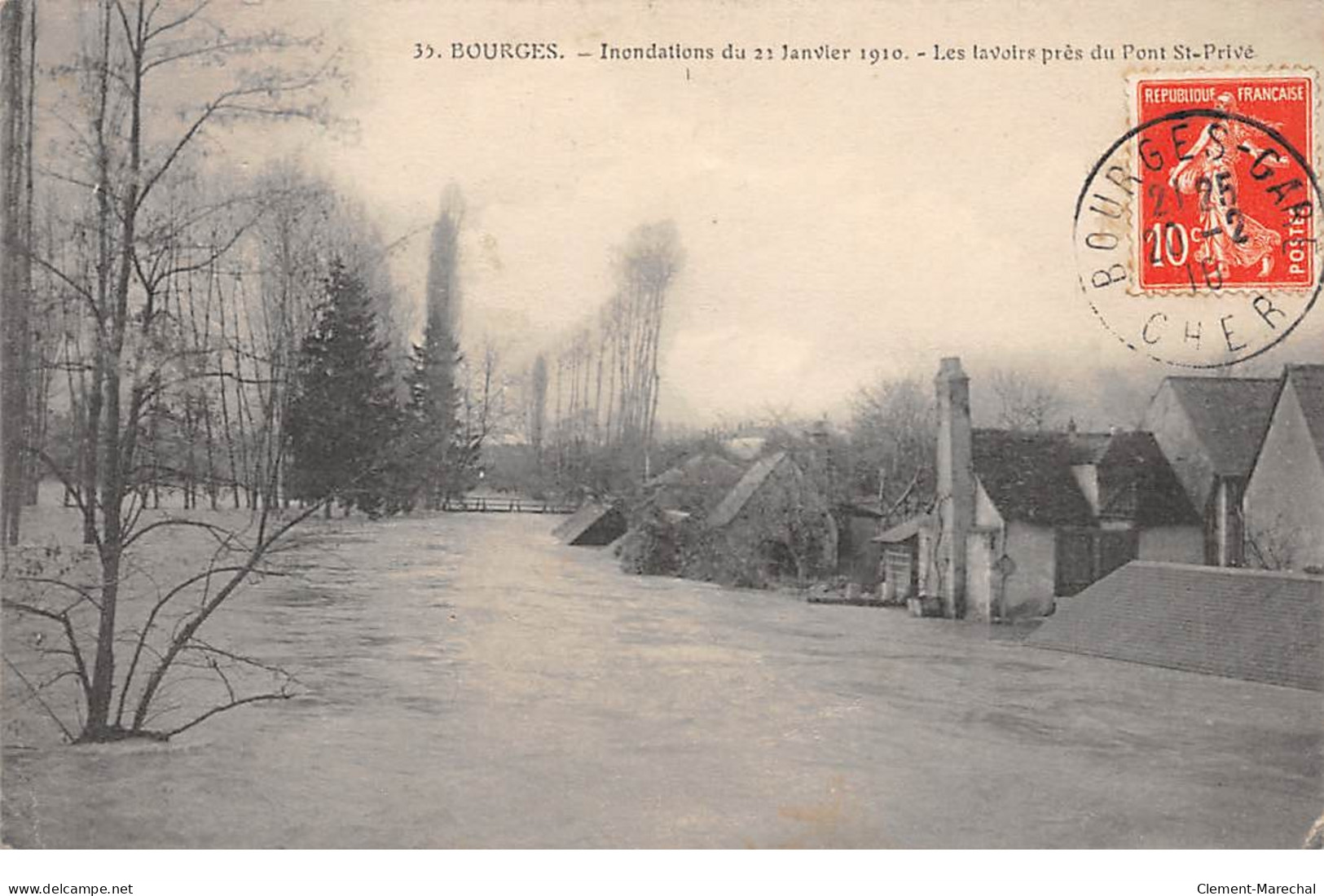 BOURGES - Inondations Du 21 Janvier 1910 - Les Lavoirs Près Du Pont Saint Privé - Très Bon état - Bourges
