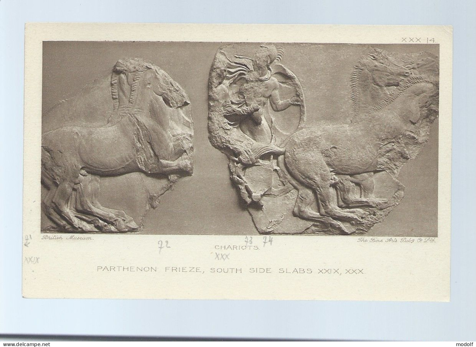 CPA - Arts - Sculptures - British Museum - Parthenon Frieze, South Side Slabs XXIX,XXX - Non Circulée - Sculptures