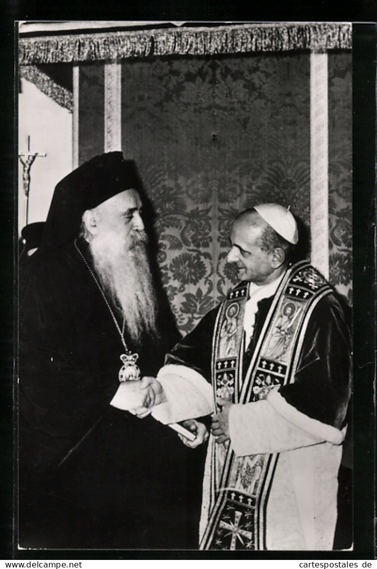 AK Papst Paul VI. & Der Patriarch Von Constantinopel  - Papas