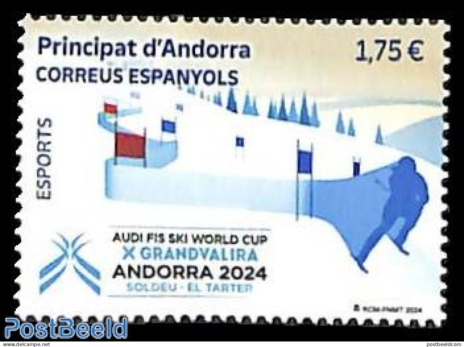 Andorra, Spanish Post 2024 Alpine Ski World Cup Audi FIS 1v, Mint NH, Sport - Skiing - Unused Stamps