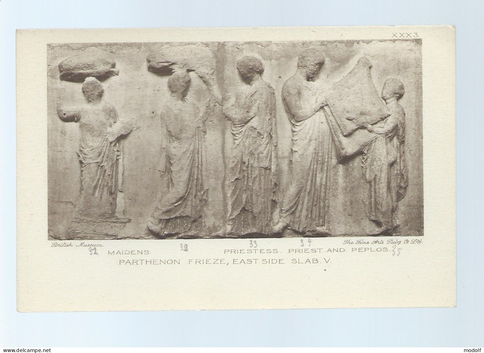 CPA - Arts - Sculptures - British Museum - Parthenon Frieze, East Side Slab V - Non Circulée - Sculptures