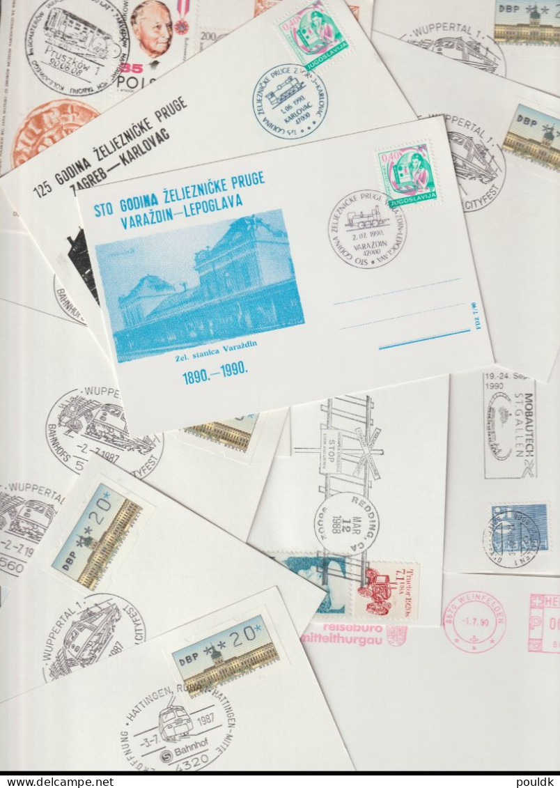 50 Covers With Trains As A Theme, Either Stamps Or Postmarks. Postal Weight 0,255 Kg. Please Read Sales Conditions Under - Eisenbahnen