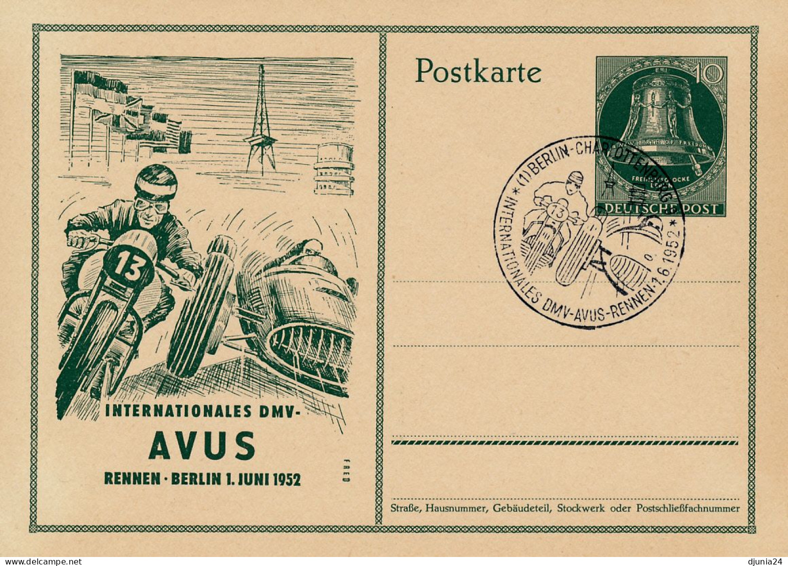 BF0794 / BERLIN - GLOCKE - 1951/1952 , 5 Amtliche Ganzsachen - Postkarten - Gebraucht