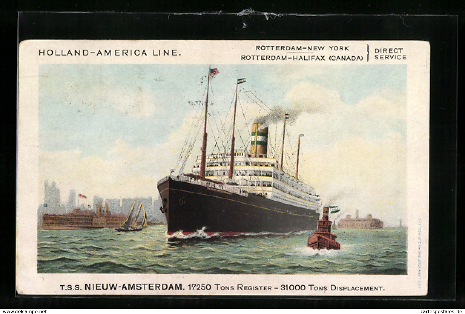 AK Passagierschiff T.S.S. Nieuw-Amsterdam, Holland-America Line  - Piroscafi