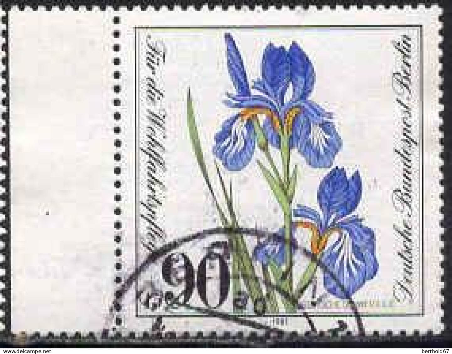 Berlin Poste Obl Yv:614 Mi:653 Sibirische Schwertlilie Iris Sibirica Bord De Feuille (Beau Cachet Rond) - Oblitérés