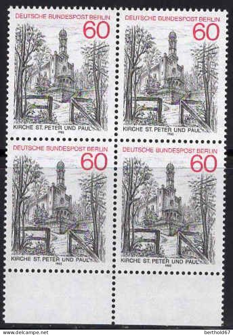 Berlin Poste N** Yv:647 Mi:686 Kirche St.Peter & Paul Bloc De 4 Bord De Feuille - Unused Stamps