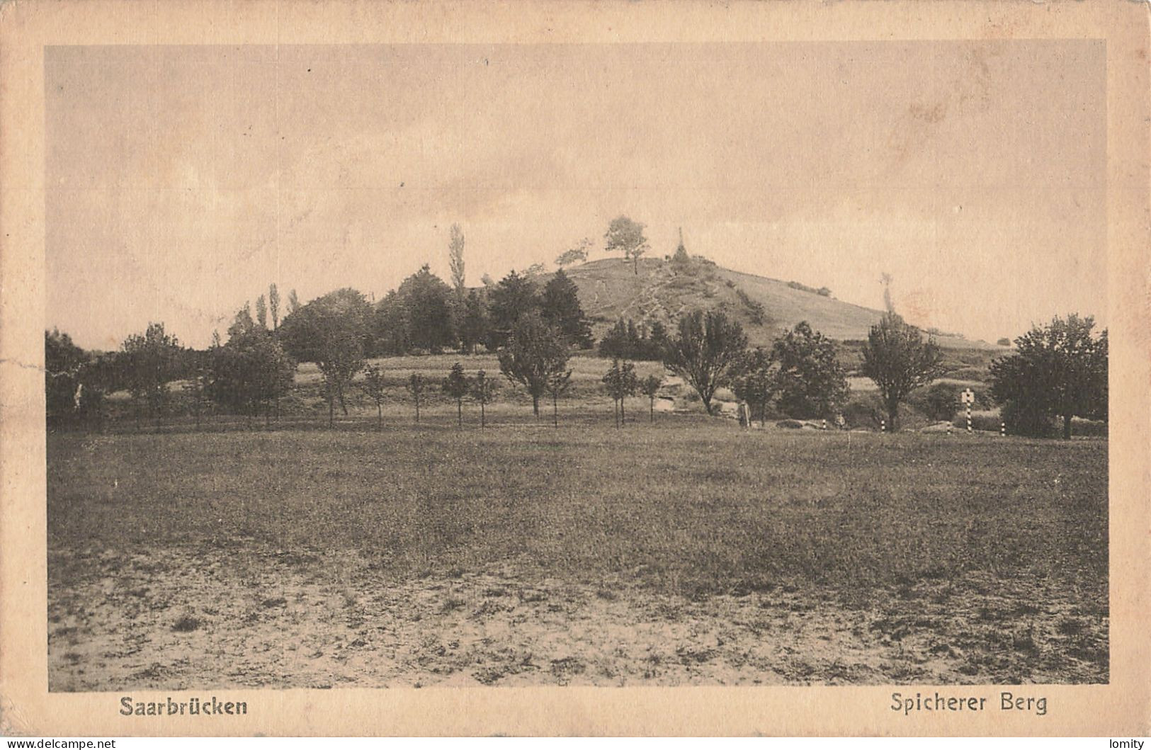 Allemagne Sarre Saarbrucken Spicherer Berg CPA + Timbre Reich Cachet Censure Militaire étoile Rouge 1919 - Saarbrücken