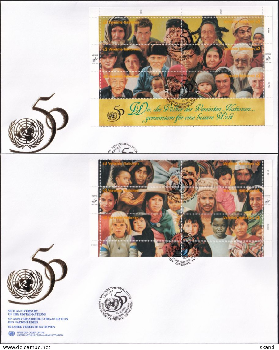 UNO WIEN 1995 Mi-Nr. 190/01 FDC Kleinbogen - FDC