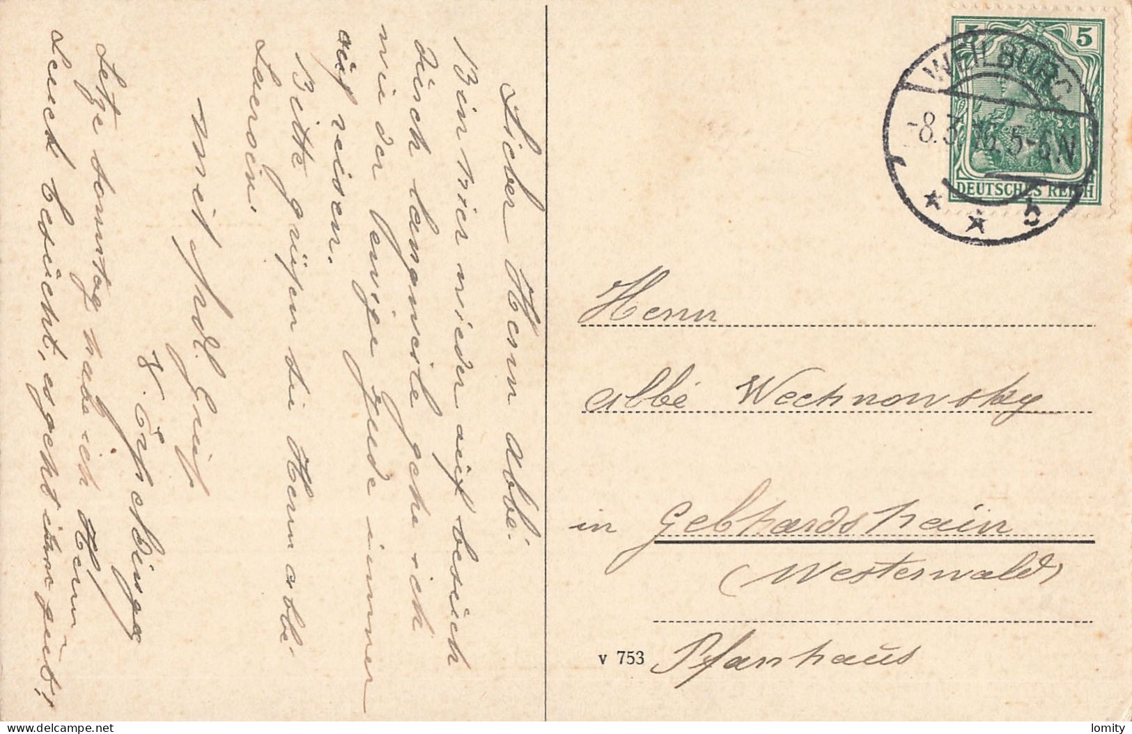 Allemagne Weilburg Schlossgarten CPA + Timbre Reich Cachet 1916 - Weilburg