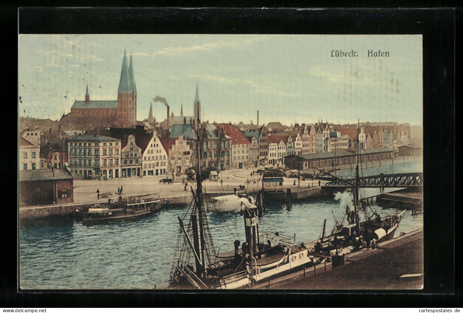 AK Lübeck, Hafen Mit Kirche  - Autres & Non Classés