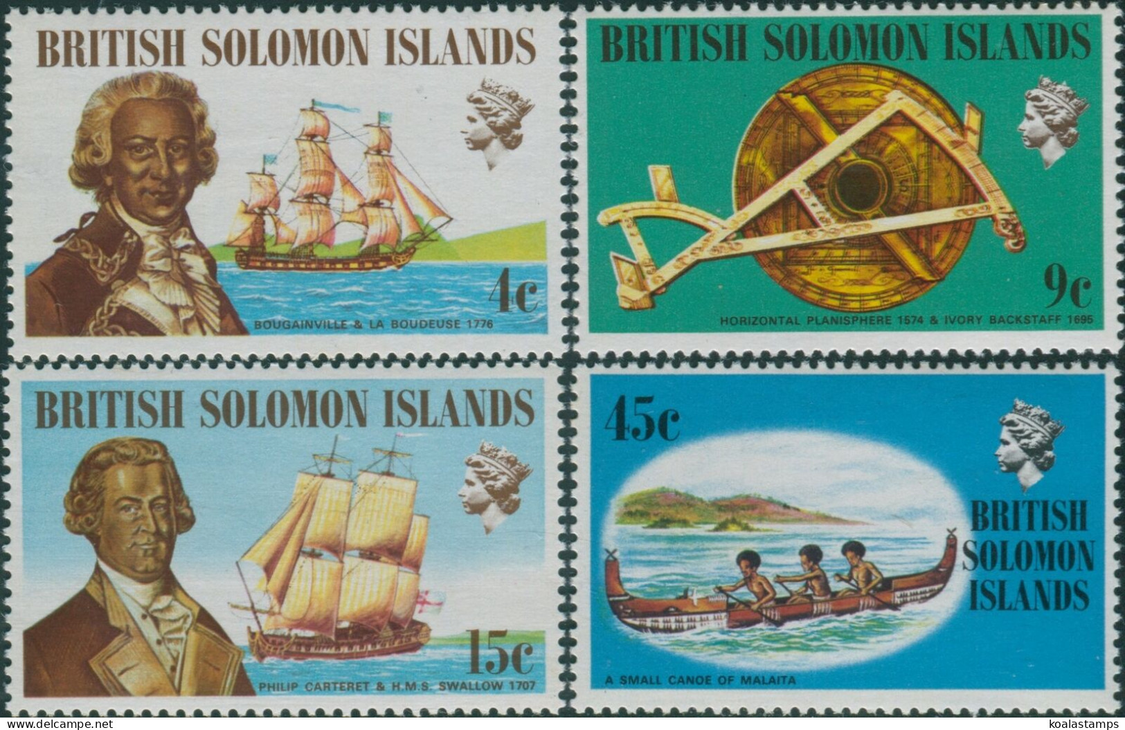 Solomon Islands 1972 SG215-218 Ships And Navigators Set MLH - Salomon (Iles 1978-...)
