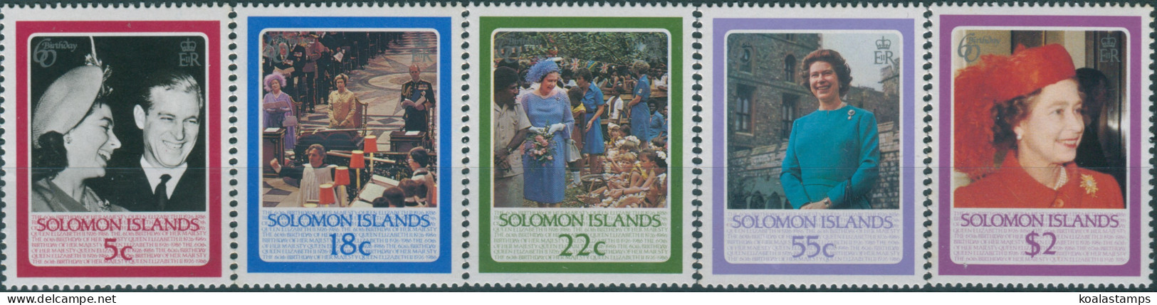 Solomon Islands 1986 SG562-566 QEII Birthday Set MNH - Salomon (Iles 1978-...)