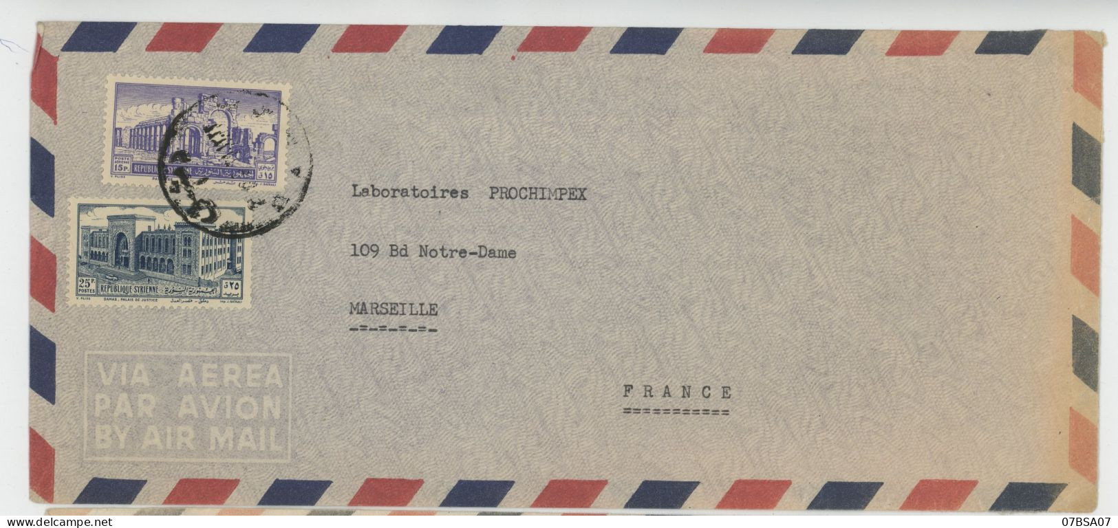 SYRIE 10 X ENV 1951 à 1955 ALEP LETTRE AVION X 10 EXEMPLAIRES Voir Scans Individuels POIDS 29 G AVANT EMBALLAGE - Syrië