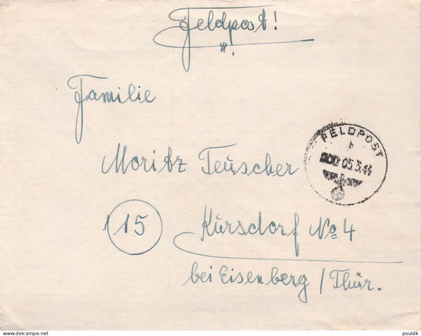 German Feldpost WW2 From E Of Rouen, France - Reserve-Panzer-Aufklärungs-Abteilung 1 W/Red Label On Back Posted 5.3.1944 - Militares