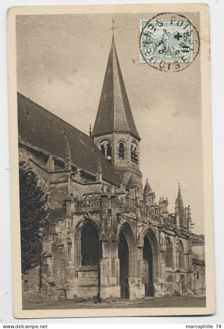 ORPHELINS 15C SURCHARGE SEUL AU RECTO CARTE 5 MOTS POISSY 1933 POUR PARIS - 1921-1960: Modern Period