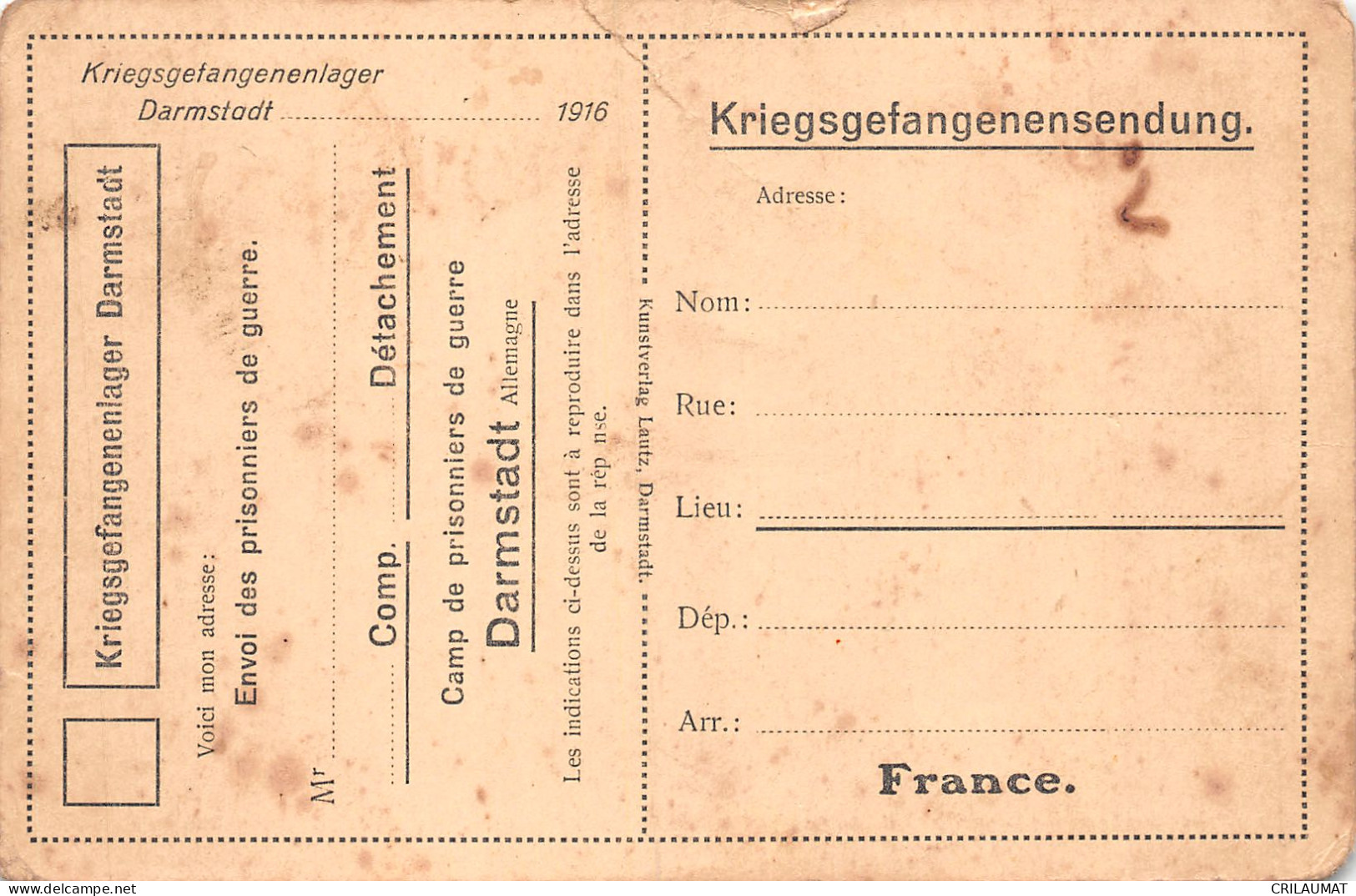 ET-ALLEMAGNE CAMP DE DARMSTADT-N°T5158-B/0309 - Other & Unclassified