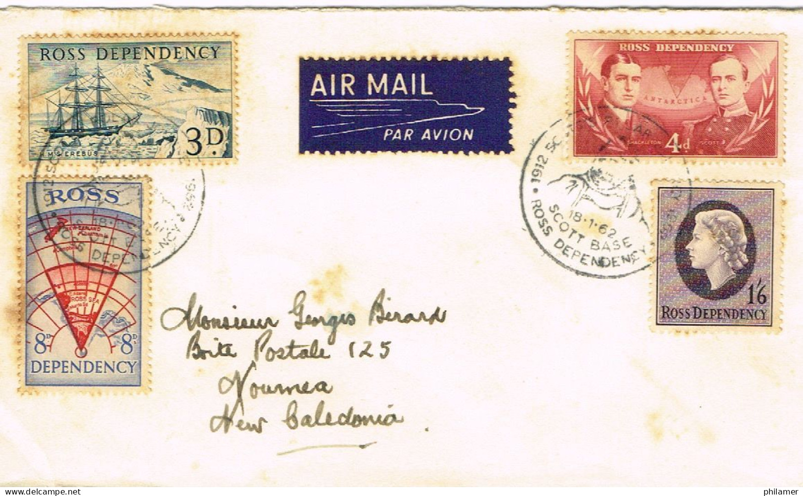 AUSTRALIE AUSTRALIA ROSS DEPENDENCY FD PREMEIR JOUR SCOTT BASE 1962 BE - Covers & Documents