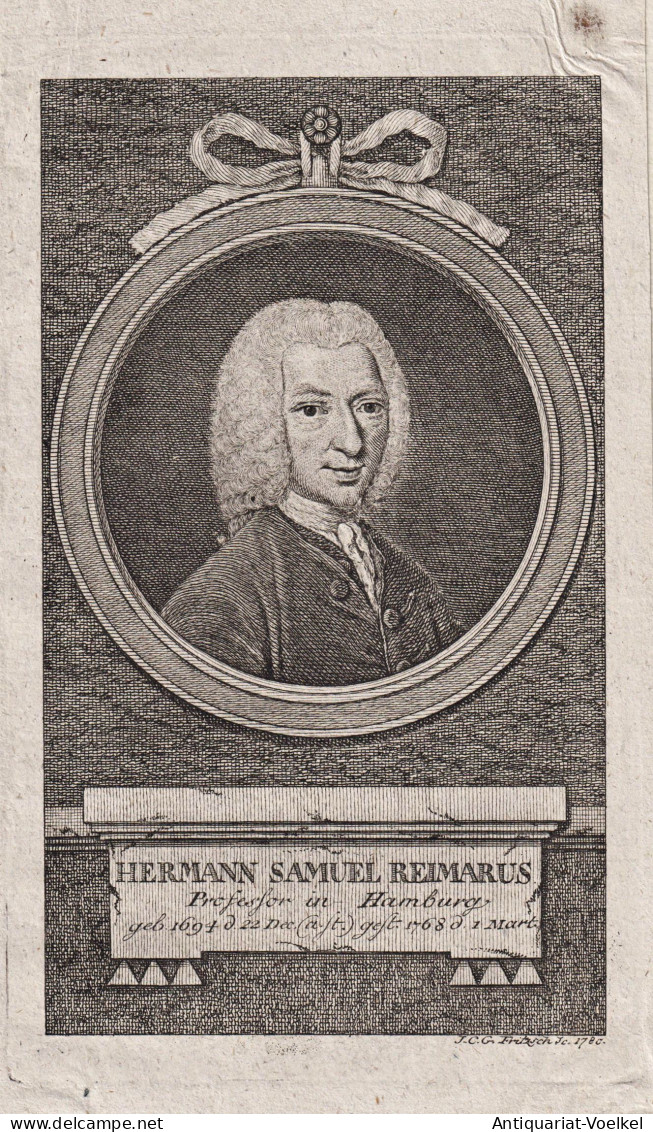 Hermann Samuel Reimarus - Hermann Samuel Reimarus (1694-1768) Hamburg Professor Orientalistik Portrait - Stiche & Gravuren