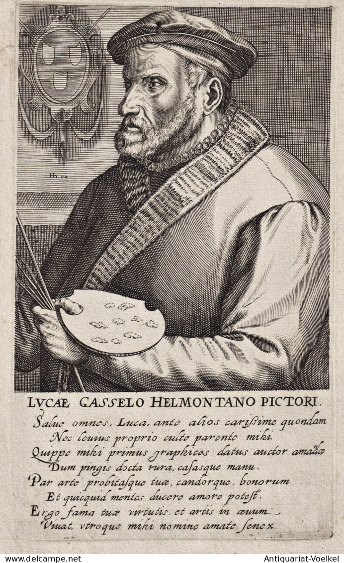 Lucae Gasselo Helmontano Pictori - Lucas Gassel (c. 1500-c.1568) Helmond Flemish Painter Peintre Maler Portrai - Estampes & Gravures