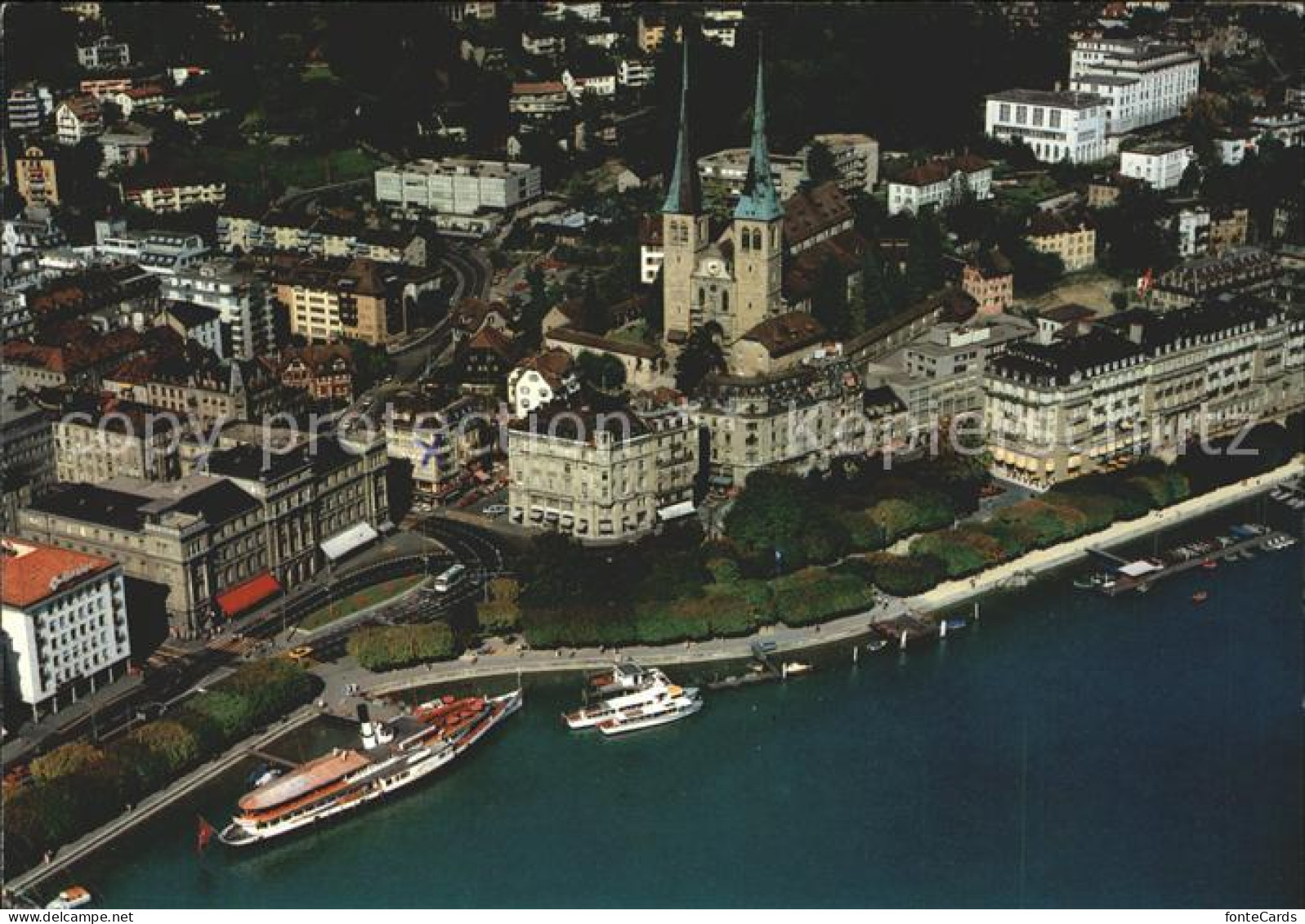 11710457 Luzern LU Fliegeraufnahme Hofkirche Schiffsrestaurant Wilhelm Tell Luze - Autres & Non Classés