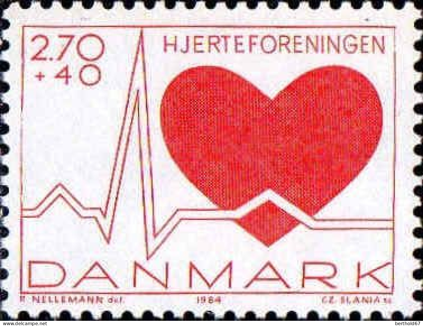 Danemark Poste N** Yv: 814 Mi:811 Fondation Pour Le Cœur - Ongebruikt