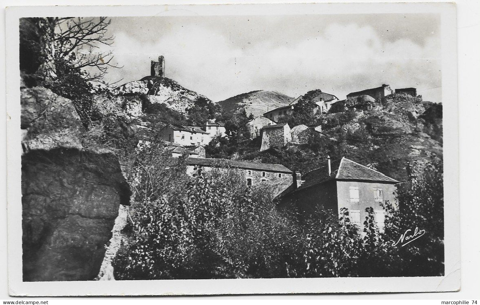 GANDON 12FR ORANGE CARTE LE VILLAGE DE LIO C. PERLE ERR 15.9.1951 PYRENEES ORIENTALES - Bolli Manuali