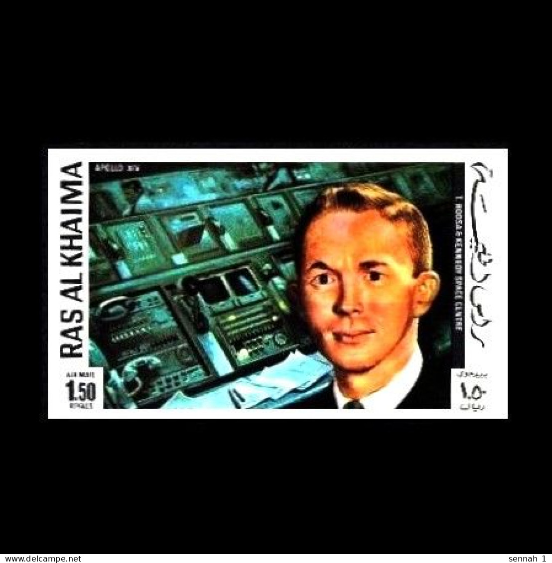 Ras Al Khaima: 'Apollo-14 Space Flight & Lunar Landing – Astronaut Stu Roosa', Mi. 703U; Yv. PA.71B ND ** - Asien