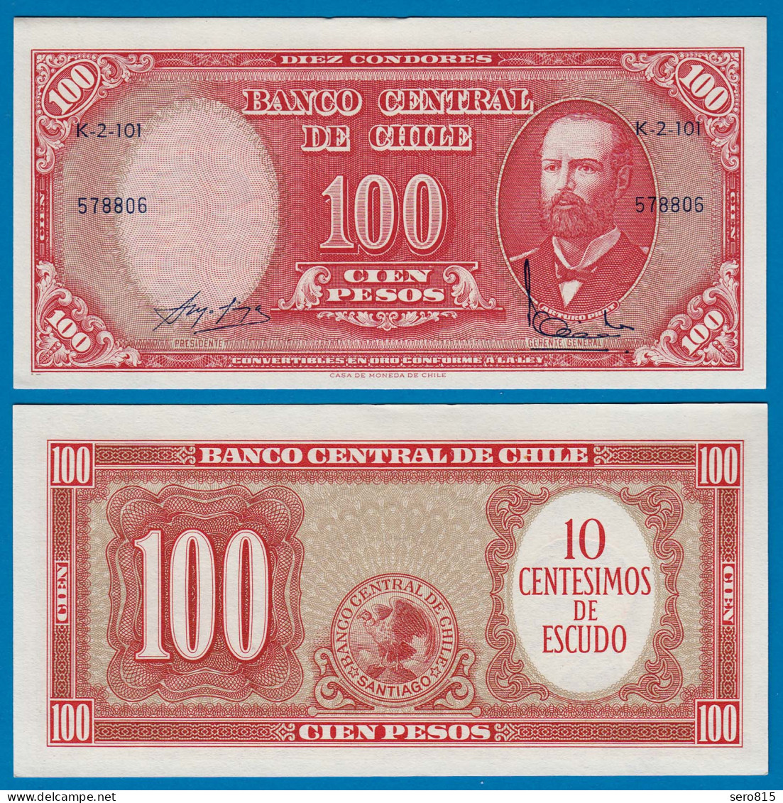 CHILE - 10 Centesimos Auf 100 Pesos 1960-61 Pick 127 UNC (1)   (18160 - Autres - Amérique